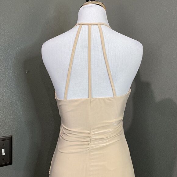 ASOS AX Paris Maxi Dress Maxi Length Ruched Creamy Nude color - Picture 9 of 16